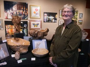 Jan Duncan of Ingersoll displayed her wood turning and wood sculpture art at the Station Arts Centre in Tillsonburg on the weekend during the annual Oxford Studio Tour. (Chris Abbott/Norfolk and Tillsonburg News)