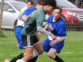 Tillsonburg’s Glendale HS Gemini boys soccer team finished the round-robin 2-1 Friday in the Gemini Cup. CHRIS ABBOTT