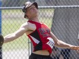 Jacob Vanklaveren of Woodstock Collegiate Institute competes in the senior boys' discus last Thursday during the Thames Valley Regional Athletics track and field meet at TD stadium in London.  Vanklaveren finished seventh with a throw of 28.54 metres.

Mike Hensen/The London Free Press/Postmedia Network
