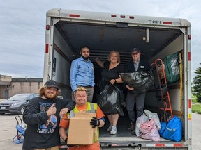 On Thursday, workers from the Stratford Value Village and representatives from the Foundation for Education Perth Huron unloaded a 28-foot truck full of donated, used items collected from students and their families at Avon Public School in Stratford, Upper Thames Elementary School in Mitchell, Listowel Eastdale Public School, and Maitland River Elementary School in Wingham. The donated goods were sold to Value Village to raise money for the education foundation's support programs and classroom workshops in schools across the Avon Maitland District School Board. (Galen Simmons/The Beacon Herald)