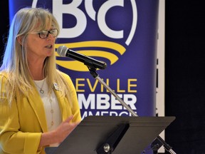 Jill Raycroft, CEO of Belleville Chamber of Commerce, told the 158th annual general meeting of the organization Friday she was encouraged by the addition of dozens of new business members. DEREK BALDWIN