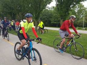 A large number of cyclists were on hand for the grand opening of the Greenfield Global Trail in Chatham on Sunday morning. The  21.5 km route travels around the Thames River, along Grande River Line and Riverview Line. (Trevor Terfloth/The Daily News)