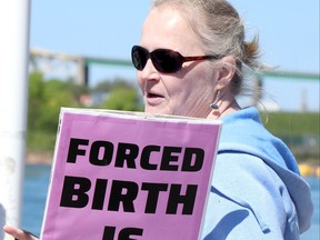 Demonstration in support of abortion rights in the United States on the boardwalk in Sault Ste. Marie, Ont