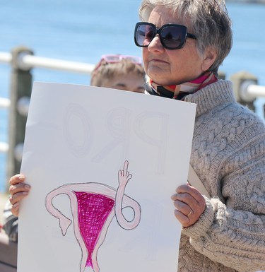 Bonnie Baranski participates in a demonstration in support of abortion rights in the United States on the boardwalk  in Sault Ste. Marie, Ont.,on June 4, 2022. (BRIAN KELLY/THE SAULT STAR/POSTMEDIA NETWORK)