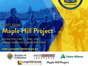 Concert for Peace featuring The Maple Hill Project will be held June 15 at the Kiwanis Bandshell. Funds raised will go toward The Vest Project.