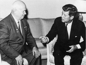Nikita Khrushchev, left, with John F. Kennedy: Kennedy wanted Americans to look past Cold War labels.