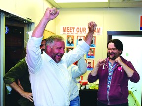 In Thursday’s provincial election, Michael Mantha was re-elected to represent the residents of Algoma-Manitoulin at Queen’s Park. He cheered when he heard the news of his win and was surrounded by some of his supporters.