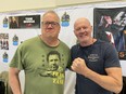 Nugget reporter Greg Estabrooks, left, got a good look at the man behind the mask when he met James Jude Courtney, one of the actors who has played Michael Myers in the Halloween horror film franchise, at this year's Niagara Falls Comic Con.
