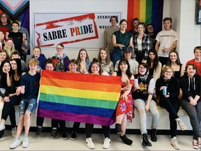 Salisbury Composite High School celebrated Pride Week this week. Local Pride activities organized by Strathcona County Pride will kick off on Saturday, June 11 with a special flag raising ceremony at Volunteer Plaza (near the Community Centre) and all are welcome to attend. Photo via Twitter/@SalComp