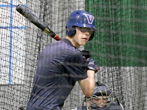 Sudbury Voyageurs 16U outfielder Noah Portelance takes part in a practice at The Baseball Academy in Sudbury, Ontario on Wednesday, June 8, 2022.