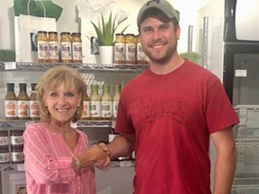 After 25 years, The Garlic Box is under new ownership. Jackie Rowe (left) is stepping away from the business as Tyson Voisin (right) of Voisin’s Maple Products starts its next chapter. Handout