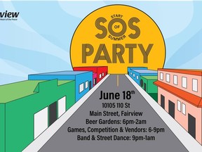 The SOS Party of 2022 will take place on Jun. 18 on Main Street, Fairview (10105 110 St). This is the first time that the event will happen.