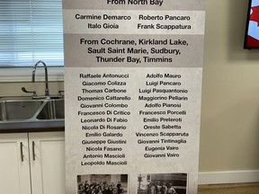 A banner bearing the names of Northern Ontario Italians interned during the Second World War was on display during a weeklong remembrance in North Bay.
