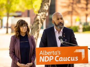 St. Albert MLA Marie Renaud was joined by NDP Health Critic David Shepherd this week to discuss recent data that shows ambulances throughout the capital region spend more time in Edmonton than in their own communities, resulting in high wait times for rural residents. Photo Supplied.