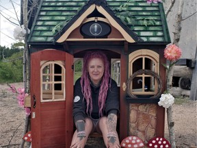 Crystal Shoppe owner Braelyn Rose in one of the faerie playhouses she made for the upcoming Faerie Fest.
Rocco Frangione Photo