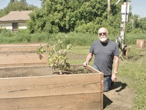 South River Deputy Mayor Doug Sewell says the 10 new community garden plots on Ottawa Avenue were made from repurposed Douglas Fir logs from the South River Dam.
Rocco Frangione Photo
