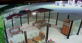 Surveillance video footage of a suspect vehicle police are trying to identify after two ATVs and three leaf blowers were reported stolen from the St. Marys Golf and Country Club.  (Contributed)