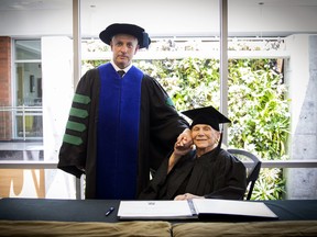 Nipissing University President and Vice-Chancellor Dr. Kevin Wamsley stands beside Helen Vari, President of the George and Helen Vari Foundation.
Submitted Photo