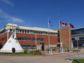 Alberta RCMP recognized National Indigenous Peoples Day with a tipi raising ceremony in front of its headquarters in Edmonton. Photo Supplied