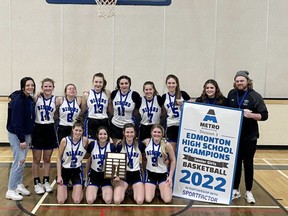 The Ardrossan senior girls basketball team went undefeated and won a Division 3 championship this season. Photo supplied