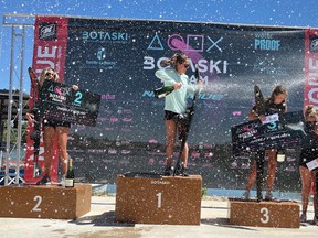 Jaimie Bull celebrates her win at the Botaski ProAm event in Madrid, Spain.
Submitted Photo