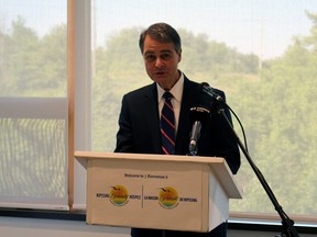 Nipissing-Timiskaming MP Anthony Rota announces $101,764 for five local groups, Tuesday, at Nipissing Serenity Hospice.
PJ Wilson/The Nugget