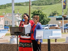 Carol Risdale (President Region 6, Local 78 Metis Nation Alberta (MNA)) with Carol Wanotch.