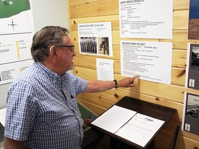 Plympton-Wyoming Historical Society member David Poland walks through a new exhibition at the Plympton-Wyoming Museum marking the 80th anniversary of the Dieppe Raid. 
Carl Hnatyshyn/Sarnia This Week