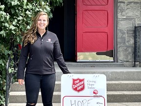 Steph Siertsema, the outreach coordinator at the United Way Perth-Huron and Salvation Army's recently opened HOPE Links connection centre, stands in front of the building at 295 Main St. W in Listowel where vulnerable people, particularly those experiencing homelessness, can access basic needs as well as support services offered by local service providers.  Submitted photo