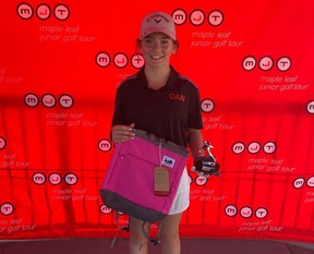 Spruce Grove's Shylee Kostiuk is headed to the 2022 MJT Mini National Tour in Tsawwassen, B.C., after winning the MJT Mini Tour at Olds Central Highlands Golf Club. Photo by Larry Kostiuk.