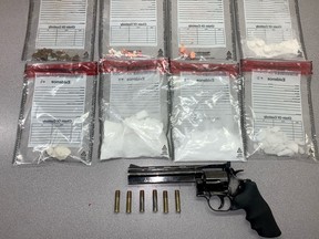 In November 2021, Brantford Police arrested a man with a variety of drugs and a replica handgun after he almost hit a police cruiser.