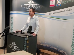 High River Mayor Craig Snodgrass spoke to media at a scrum at the High River Fire Hall late Tuesday morning (June 14).