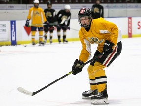 Sean Doherty plays at the Sarnia Sting's orientation camp at Progressive Auto Sales Arena in Sarnia, Ont., on Saturday, May 21, 2022. Mark Malone/Chatham Daily News/Postmedia Network