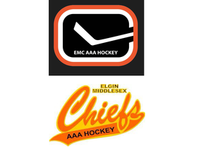 The Elgin Middlesex Chiefs, an elite AAA minor hockey association based in Komoka, are now the Elgin Middlesex Canucks The new logo is on top, the old one below.