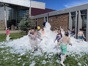 Mme. Laurel Laflamme’s Kindergarten PLUS+ class at École St. Gerard had a blast of bubbles for their June 22 year-end party.