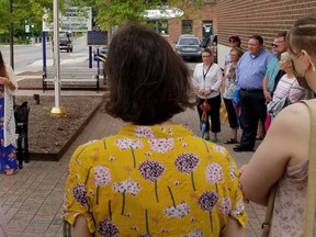 Rachel Paterson speaks at the Pride Flag raising Wednesday, June 1, 2022 at city hall in Owen Sound, Ont. (Scott Dunn/The Sun Times/Postmedia Network)