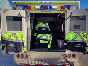 The mobile Supportive Outreach Service team includes addictions specialists, community paramedics, a nurse practitioner, mental health counsellor and social navigator. The team meets its clients out of an ambulance or first response vehicle with the added support of other partners in the program.