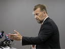 Associate minister for mental health and addiction Mike Ellis takes part in a press conference. DAVID BLOOM/POSTMEDIA