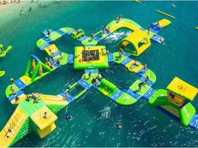 The city announced earlier this week it has signed a three-year agreement with Splash N Go to locate an inflatable water park on Ramsey Lake, behind the Grace Hartman Amphitheatre. Supplied