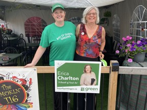 Green Party of Ontario's Bay of Quinte Riding candidate Erica Charlton and campaign manager Lori Borthiwick prepare the The Smokin' 116 Bistro & Bar for a victory party early Thursday evening. BRUCE BELL