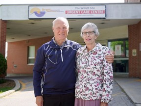 Paul Emerson, chair of the Brant Community Healthcare System board of directors, stands with Fran Lainson, a former nurse at Paris's Willett Hospital, which will mark its 100th anniversary on June 22. Submitted