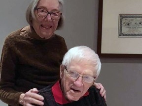 Dr. William Page with his wife, Margaret, on his 90th birthday. Dr. Page died June 1 at age 97.