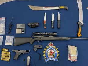 Brantford police say they seized weapons and illegal durgs during a search of a Lynnwood Drive address.