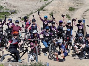 A group of 30 mountain bikers practise their skills at the Brantford Rotary Bike Park on June 5.  Submitted