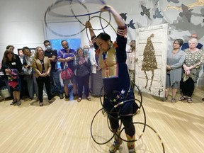 Nikki Shawana performs a hoop dance at the opening of Simcoe's Lynnwood Arts Centre's Rebuild, Restore, Renew Together project, which features an exhibition of the work of five Indigenous artists.  There is also an educational component for area students.  post media