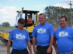 Ron McClung (left), Ryan Hird, of I Am Demolition, and Chris Howell, president of the Burford Agricultural Society, pose for a photo after completing a new demolition derby pit at the Burford fairgrounds. The pit was created to help the Burford Agricultural Society hold the Billy Bash Demolition at the fairgrounds over the Canada Day long weekend. Submitted