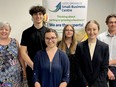 From left, small business development officer Jeanette Johnston, of the Leeds Grenville Small Business Centre, poses with Starter Company entrepreneurs Evan Munro, Arianna Bennett, Emily Jollota, Jenevra Pier, and Jack Sloan. Not shown are Carol Hardy, small business program assistant.(SUBMITTED PHOTO)