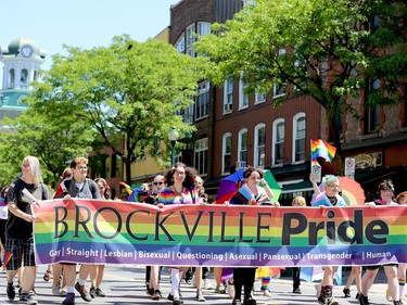 Brockville's eleventh annual Pride Parade heads west on King Street on Saturday morning. (RONALD ZAJAC/The Recorder and Times)