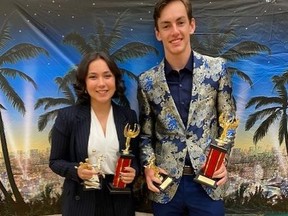 Paige McCourt (left) and Liam Simpson are the Female and Male Athletes of the Year for 2021-2022 at Rideau District High School.
Submitted photo/The Recorder and Times