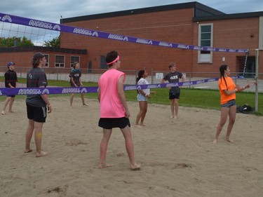Beach volleyball was among the activities open to Relay for Life participants as the fundraiser at TISS continued into Friday night.
Tim Ruhnke/The Recorder and Times